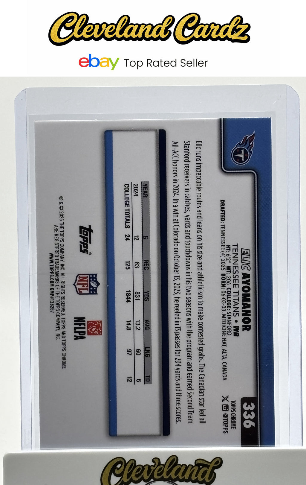2025 Topps Chrome #336 Elic Ayomanor Red White and Blue Refractor RC
