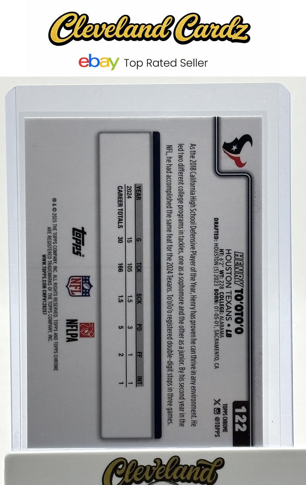 2025 Topps Chrome #122 Henry To'oTo'o Football Leather Refractor