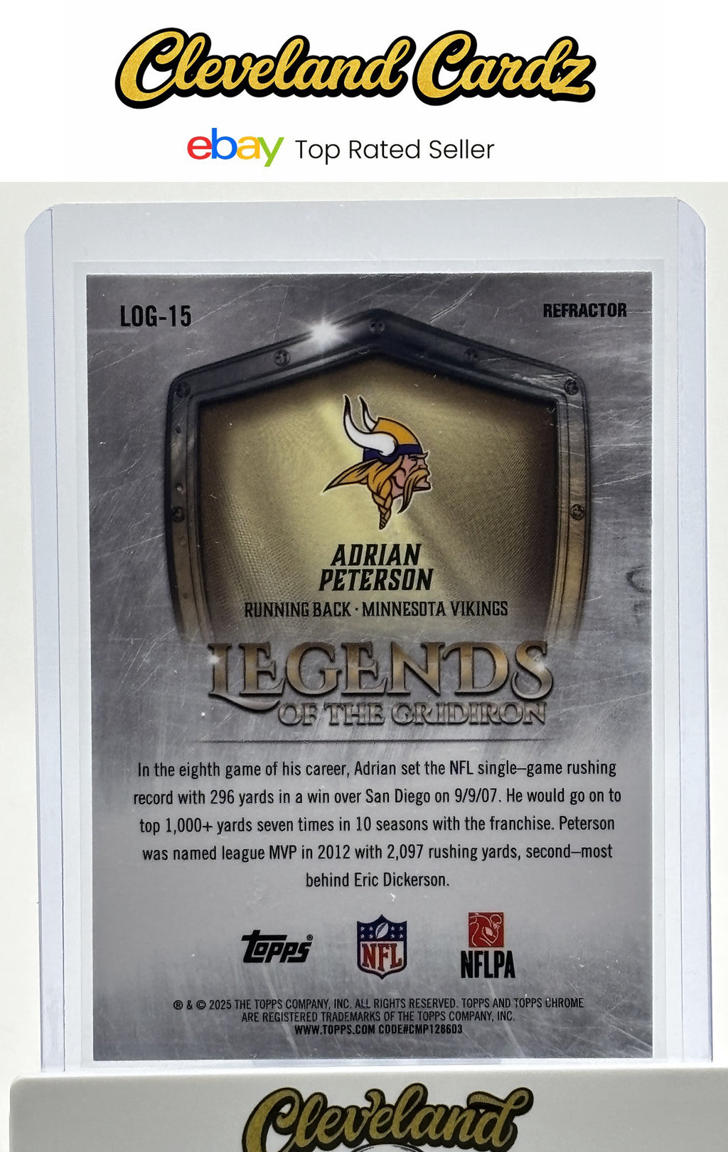2025 Topps Chrome #LOG-15 Adrian Peterson Legends of the Gridiron Refractor