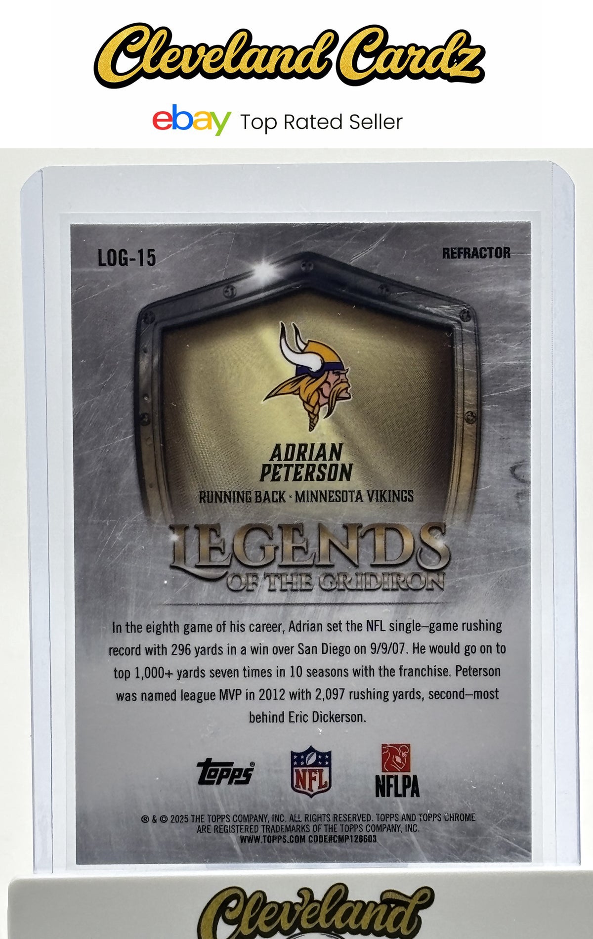 2025 Topps Chrome #LOG-15 Adrian Peterson Legends of the Gridiron Refractor