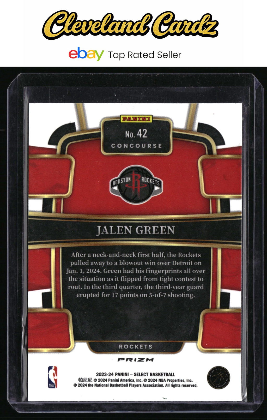 2023-24 Panini Select #42 Jalen Green Tectonic Prizm
