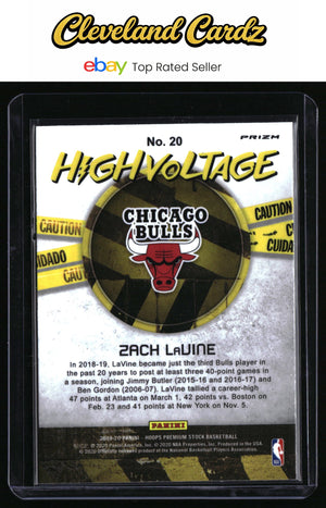 2019-20 Hoops Premium Stock #20 Zach LaVine High Voltage Yellow Flash