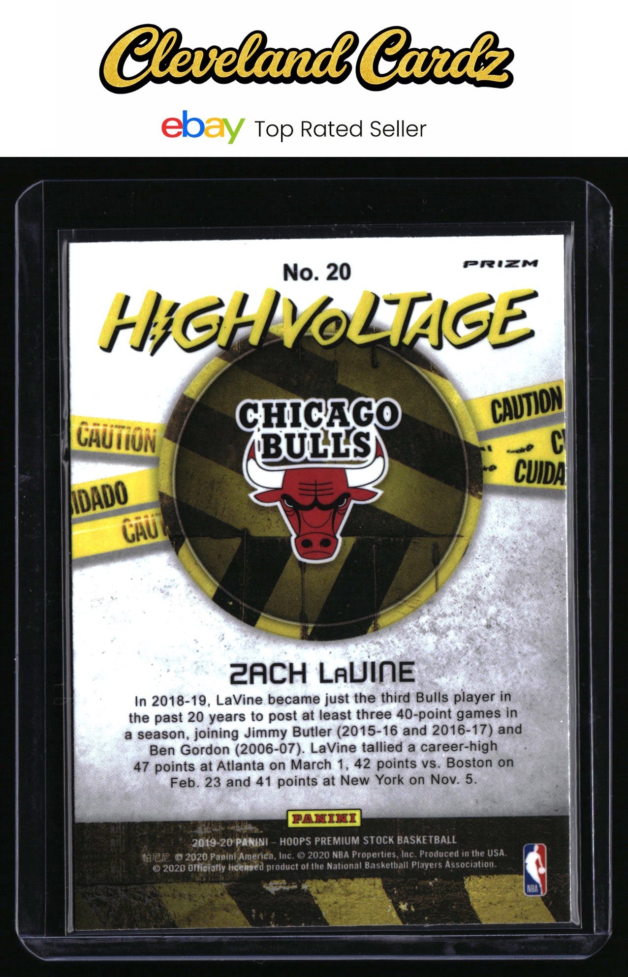 2019-20 Hoops Premium Stock #20 Zach LaVine High Voltage Yellow Flash