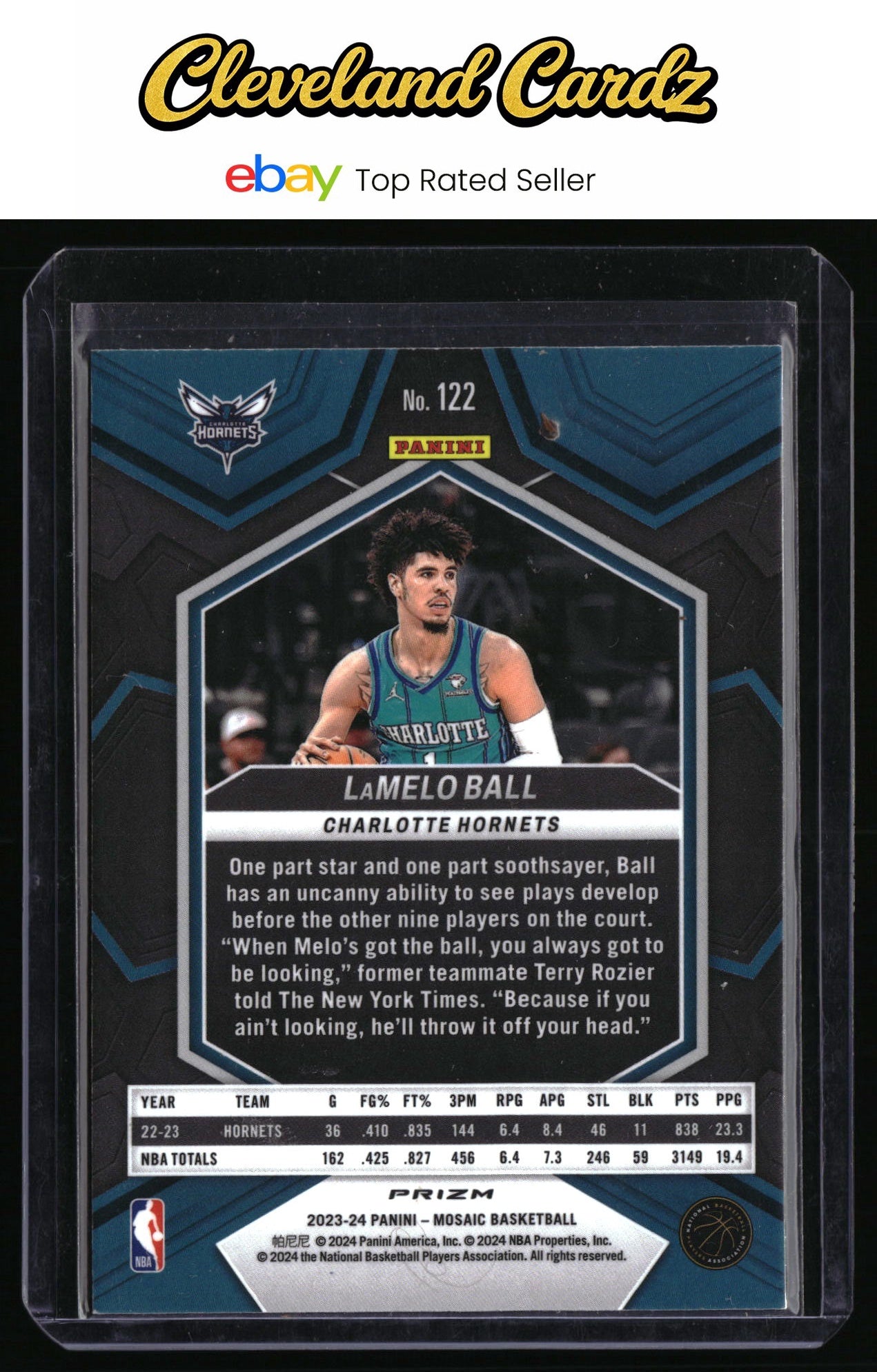 2023-24 Panini Mosaic #122 LaMelo Ball Reactive Blue Mosaic  Prizm