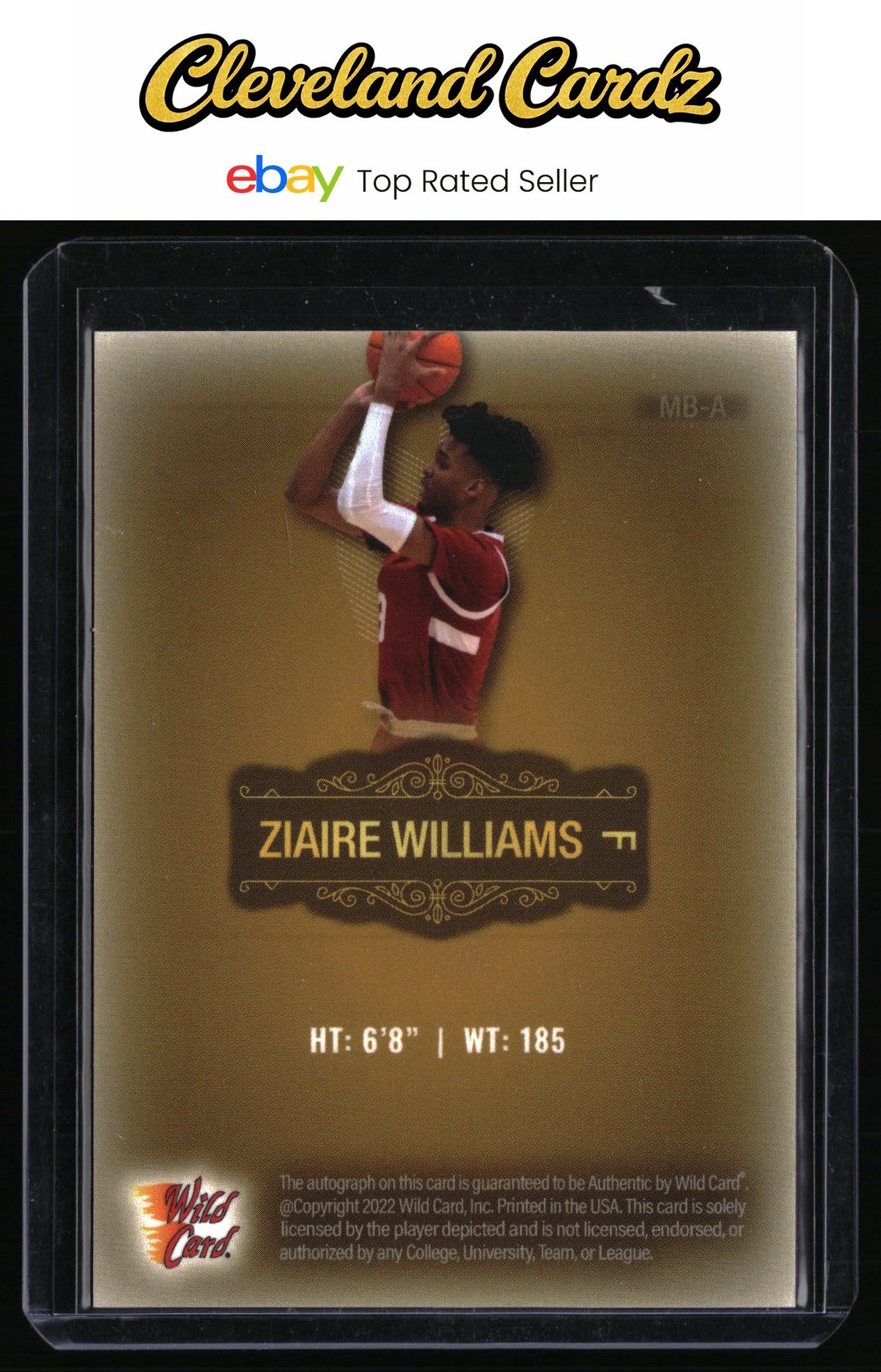2022 Wild Card Matte #MB-A Ziaire Williams Autographs Black / Blue Foil