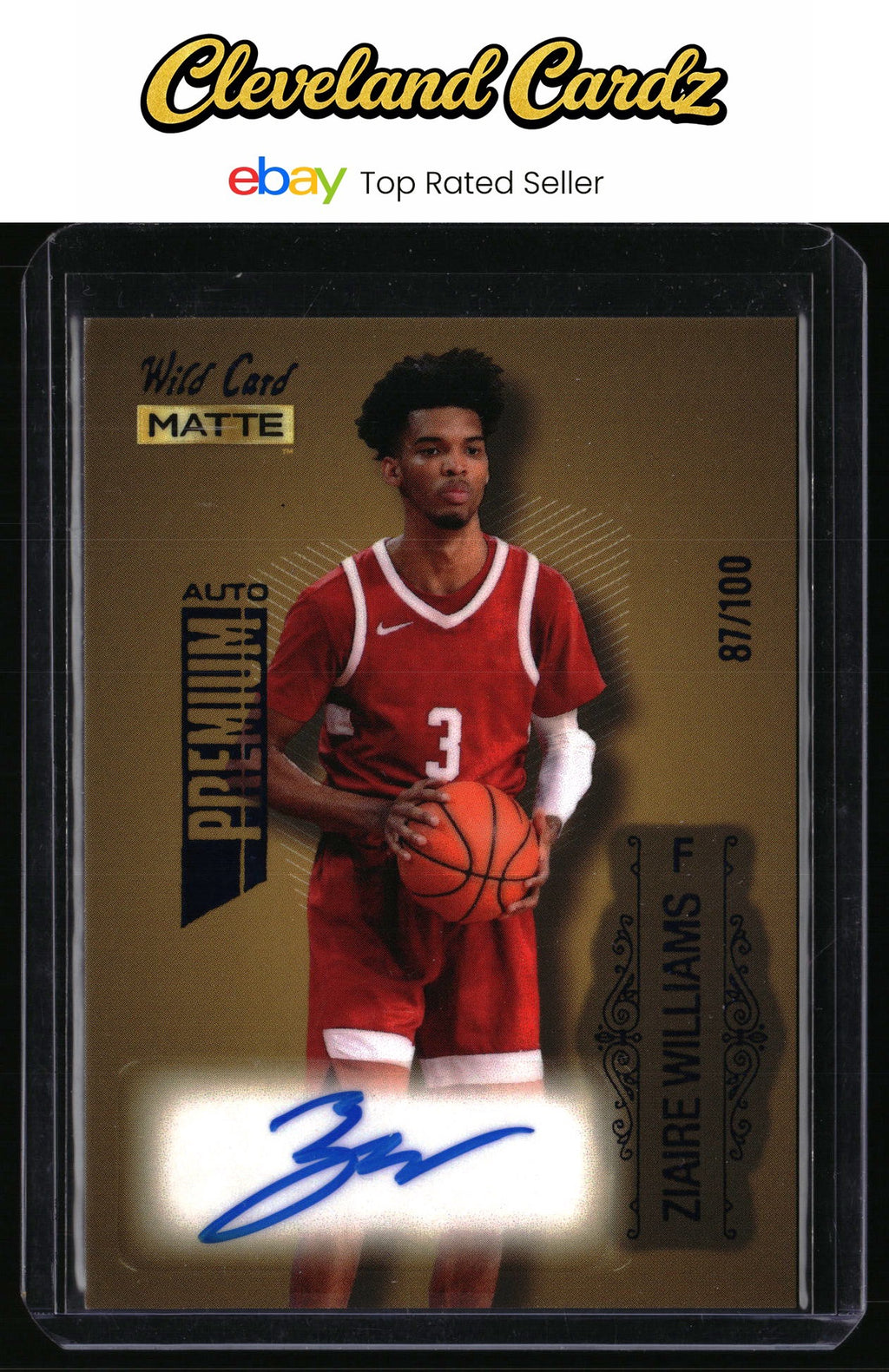 2022 Wild Card Matte #MB-A Ziaire Williams Autographs Black / Blue Foil