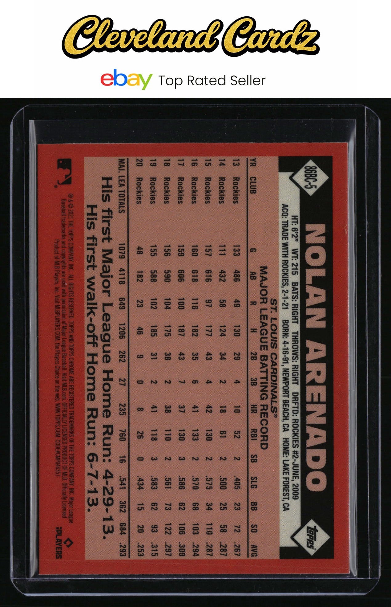 2021 Topps Chrome #86BC-5 Nolan Arenado 1986 Topps Baseball 35th Anniversary