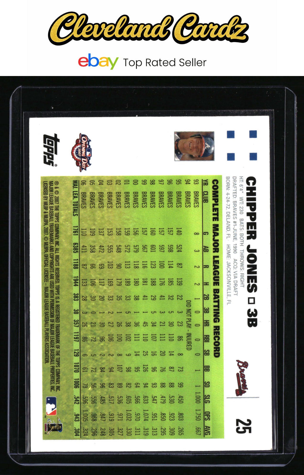 2007 Topps Opening Day #25 Chipper Jones