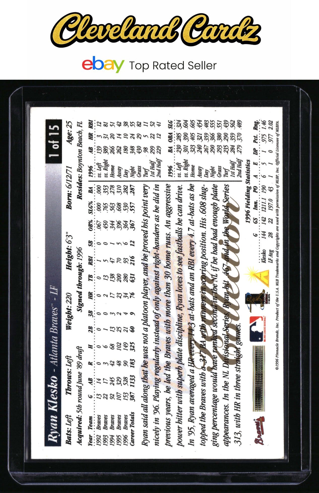 1997 Score Atlanta Braves #1 Ryan Klesko