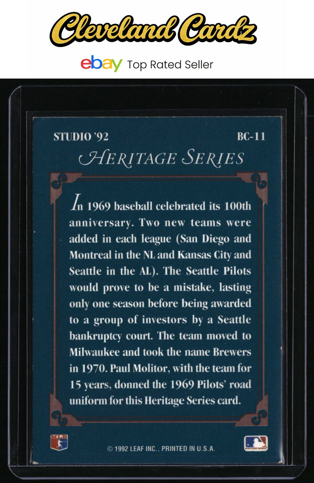 1992 Studio #BC-11 Paul Molitor Heritage