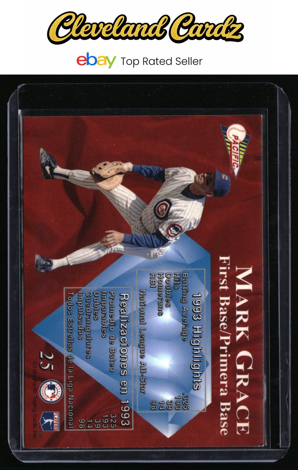 1994 Pacific #25 Mark Grace Silver Prisms Circular