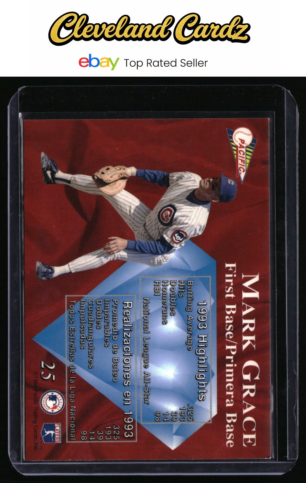 1994 Pacific #25 Mark Grace Silver Prisms Circular