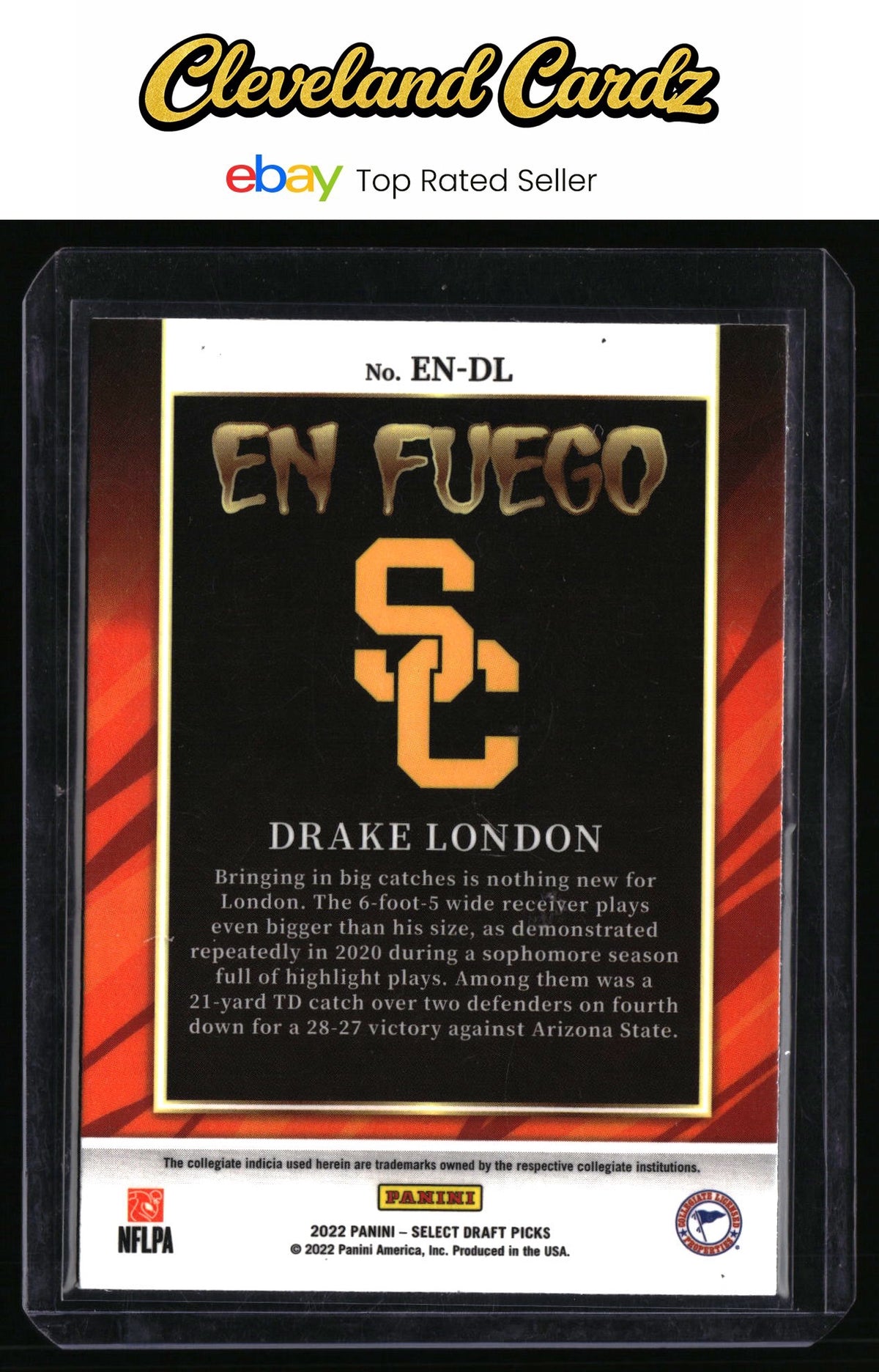2022 Panini Select Draft Picks #EN-DL Drake London En Fuego