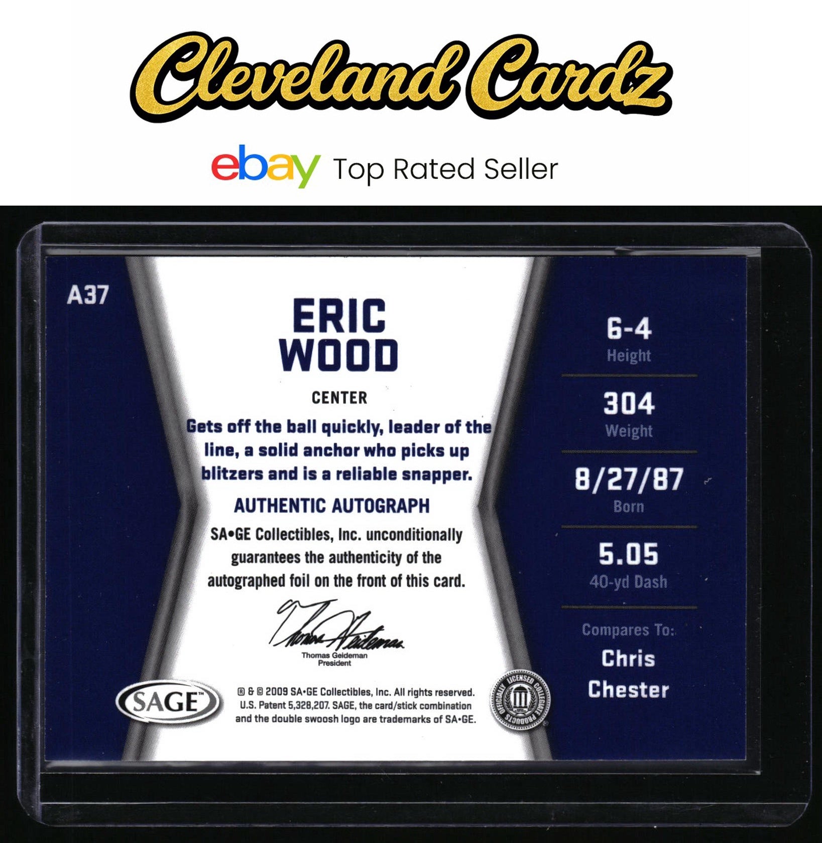 2009 SAGE HIT #A37 Eric Wood Autographs Silver