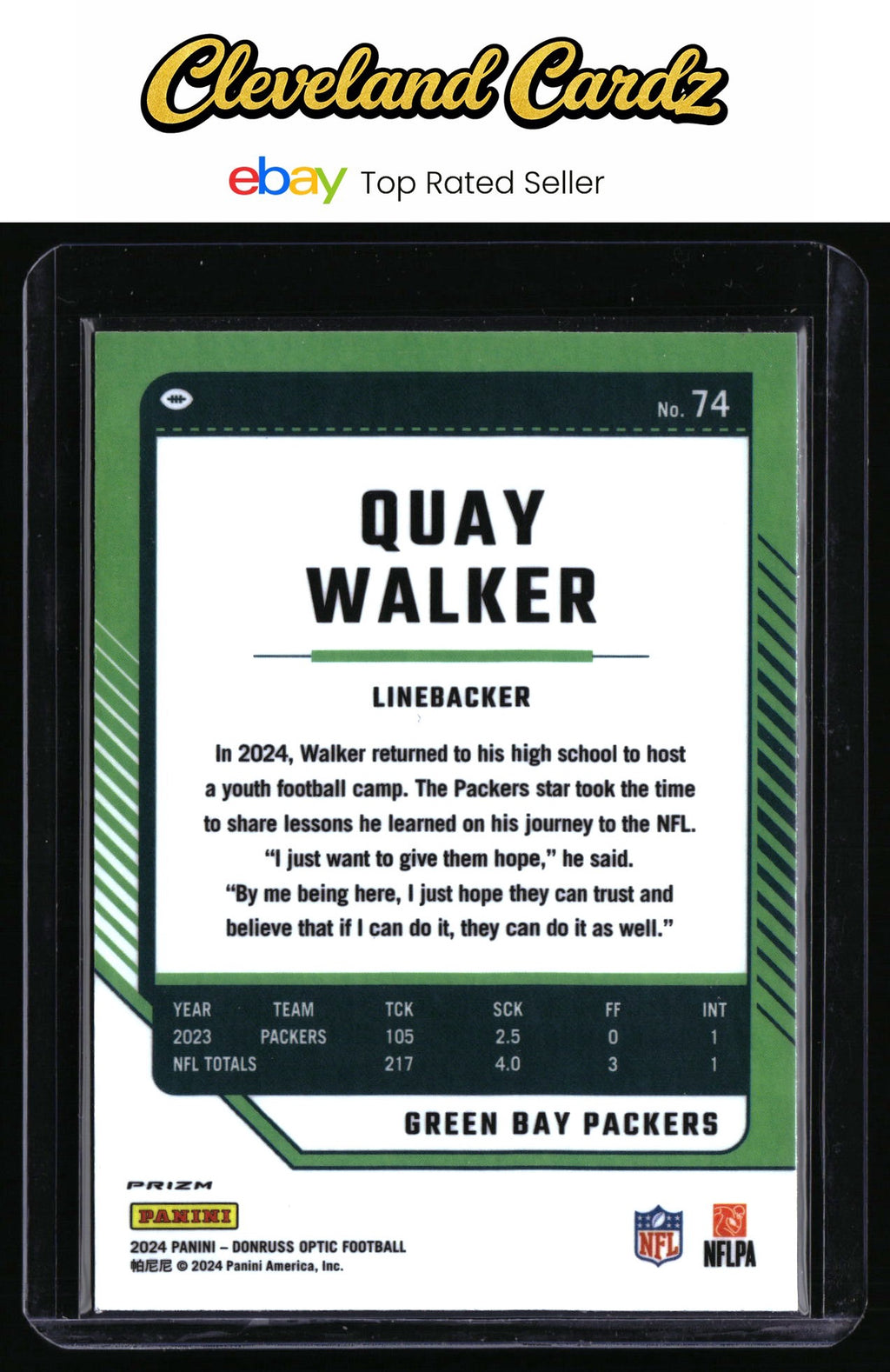 2024 Donruss Optic #74 Quay Walker Prizm
