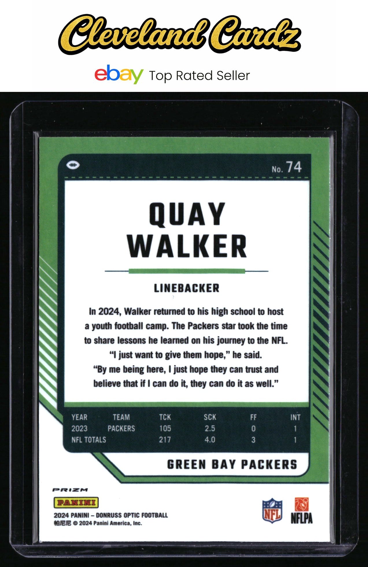 2024 Donruss Optic #74 Quay Walker Prizm