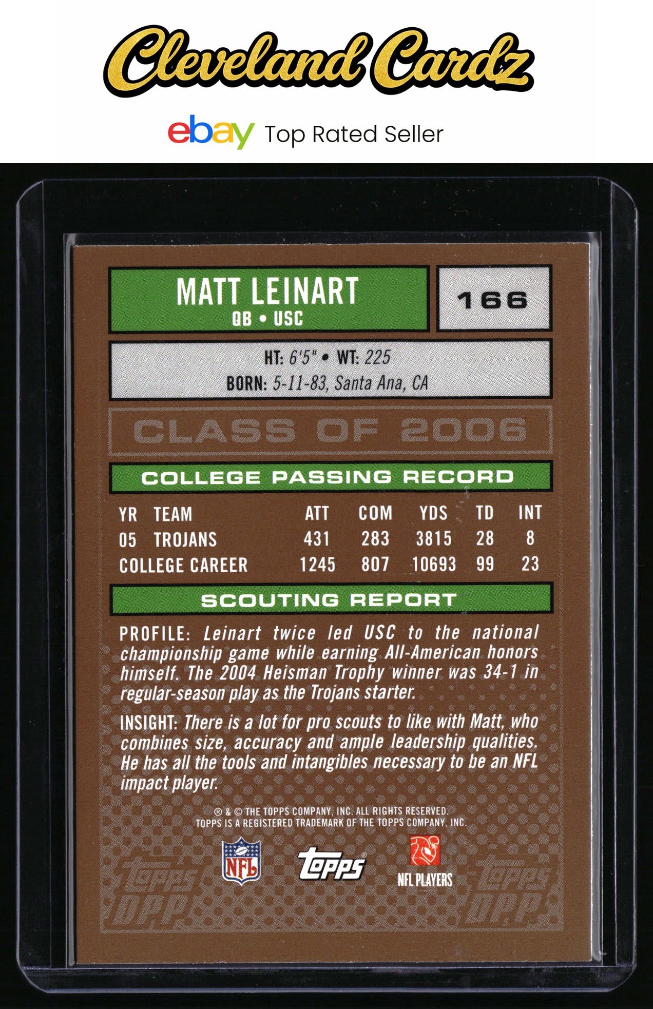 2007 Topps Draft Picks & Prospects #166 Matt Leinart Class of 2006 Unsigned