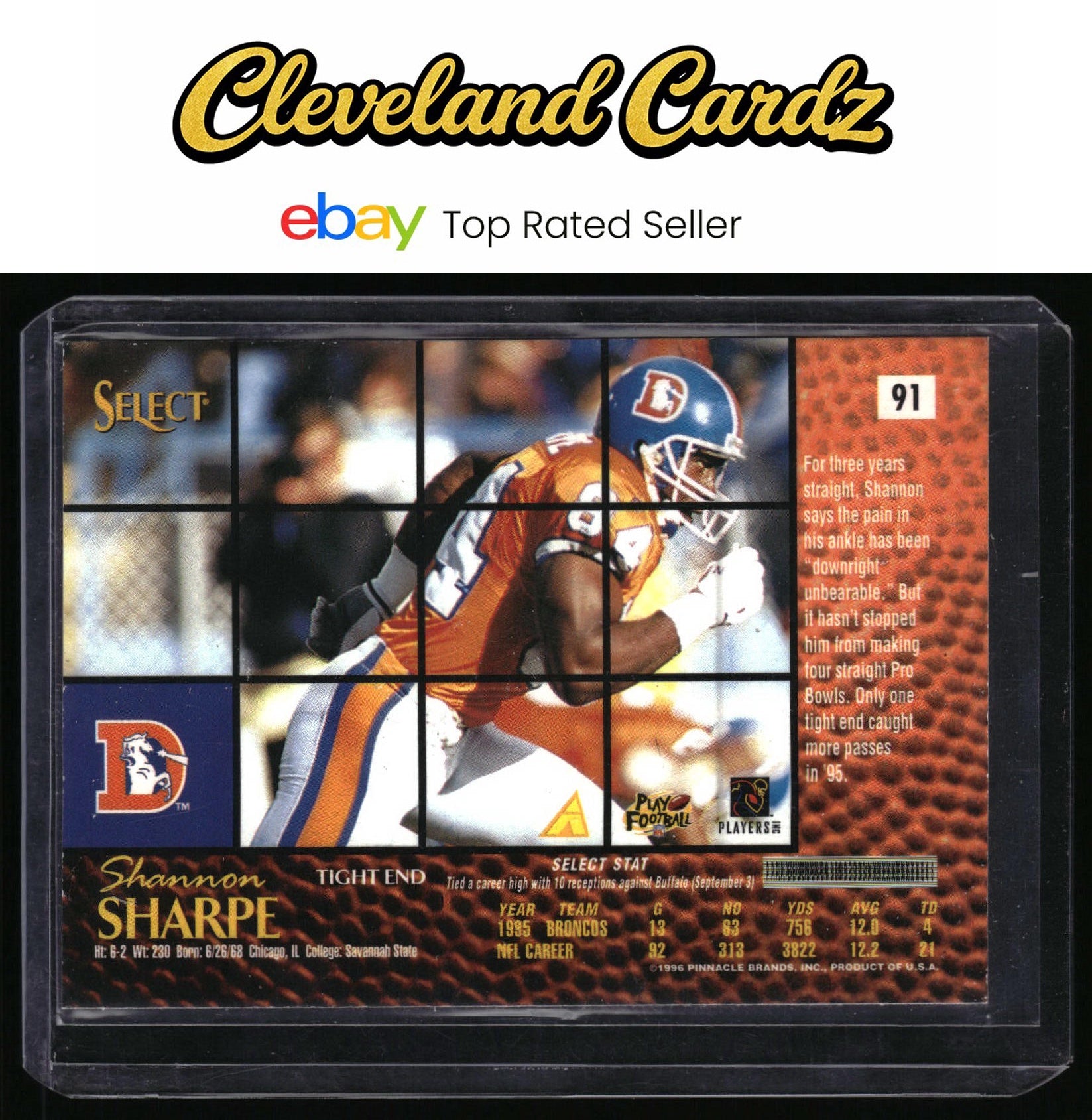 1996 Select #91 Shannon Sharpe