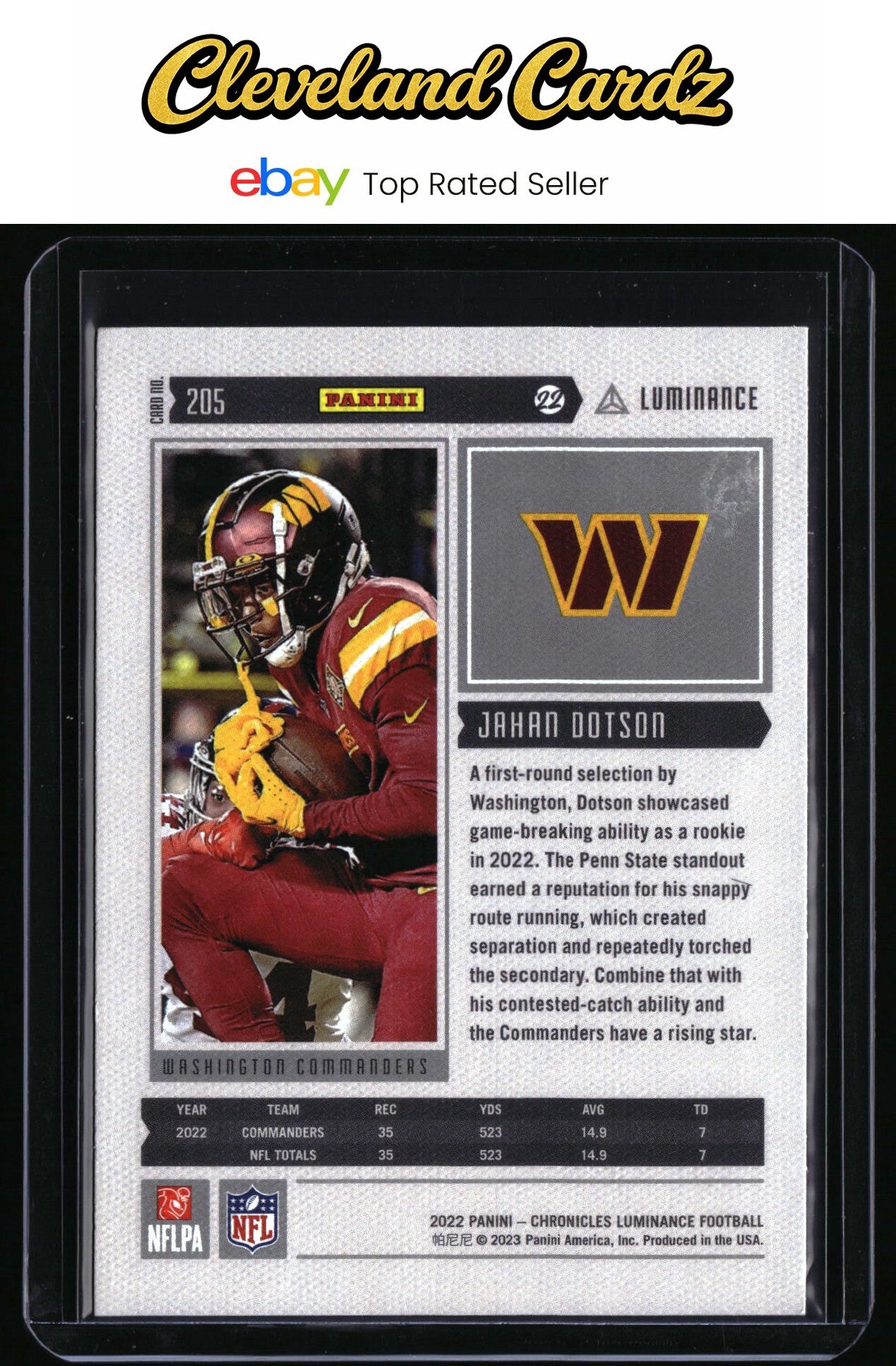 2022 Panini Chronicles #205 Jahan Dotson Luminance Update Rookies
