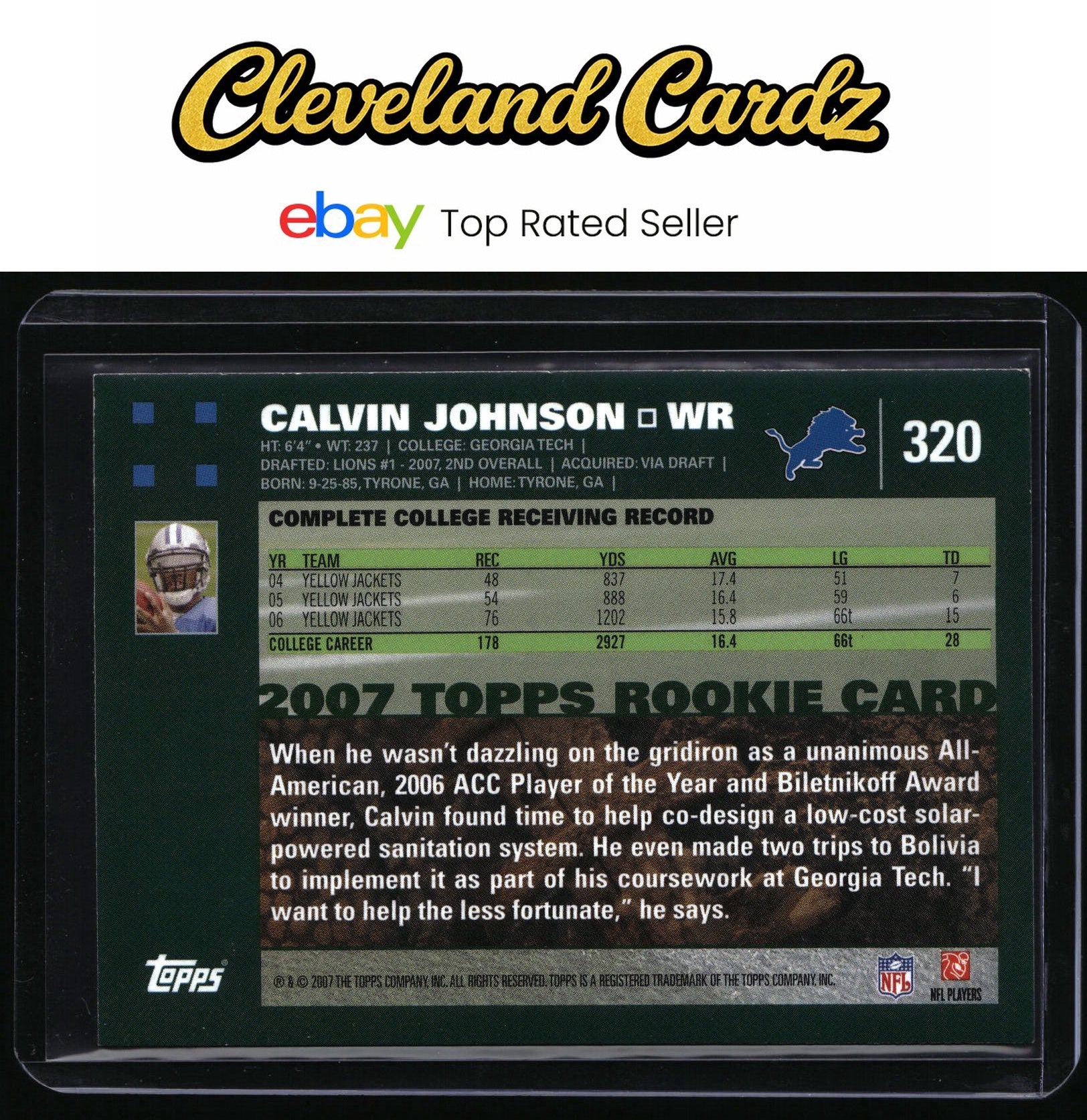 2007 Topps #320 Calvin Johnson RC