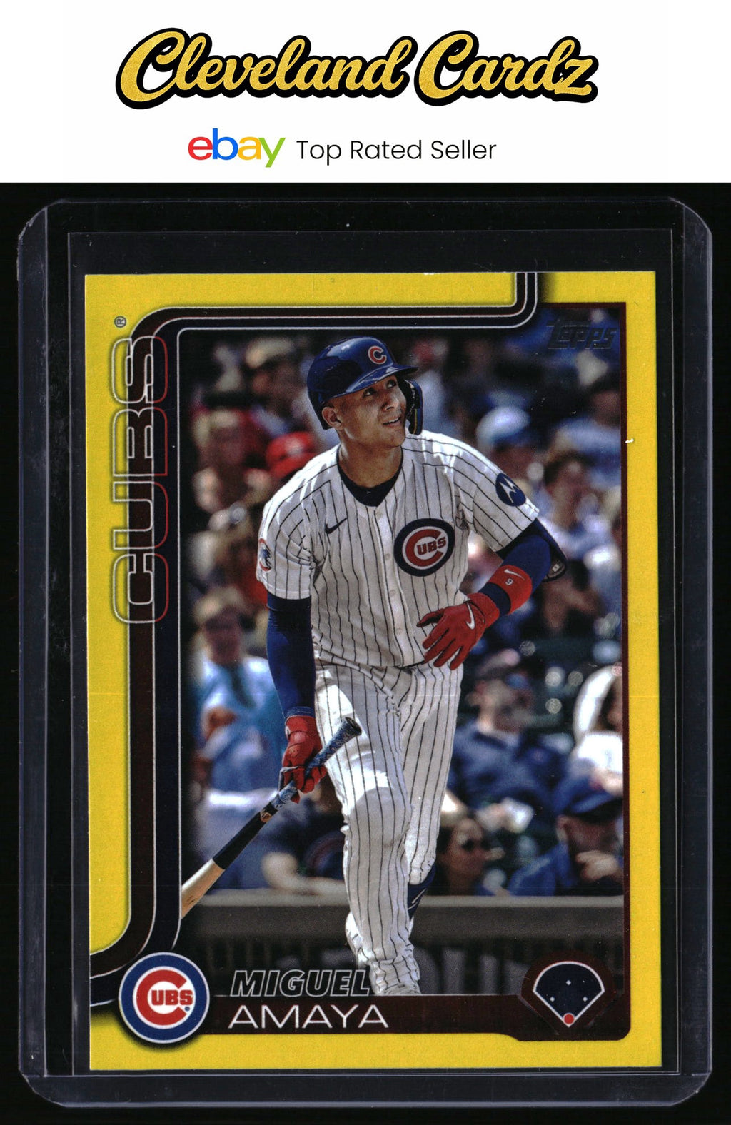 2025 Topps #406 Miguel Amaya Yellow Tinsel