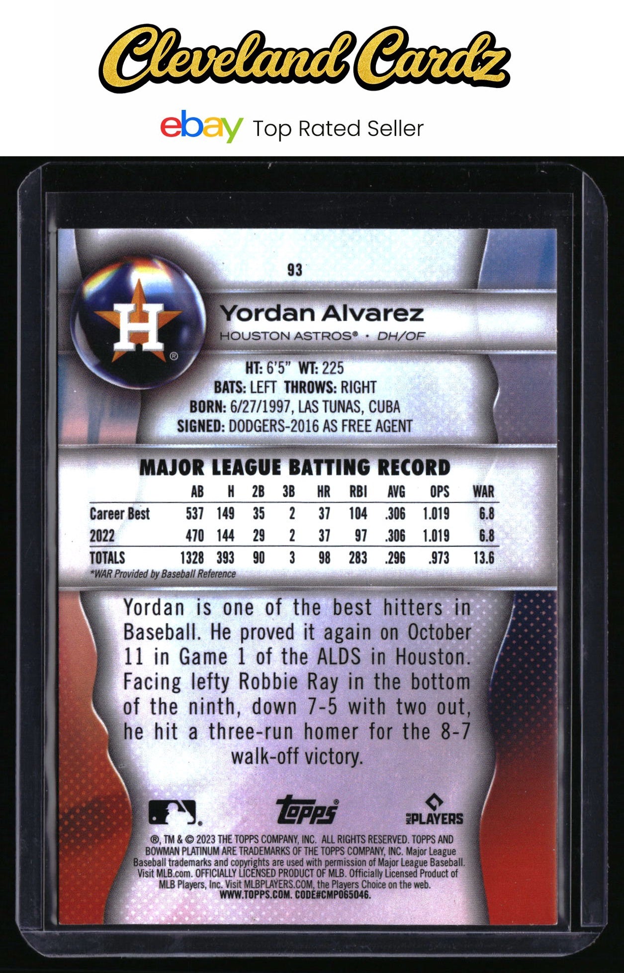 2023 Bowman Platinum #93 Yordan Alvarez