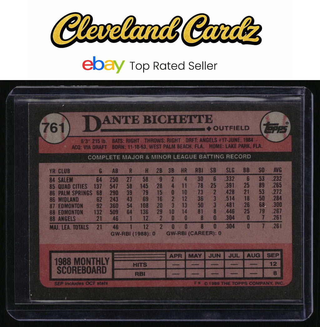 1989 Topps #761 Dante Bichette Rookie Card
