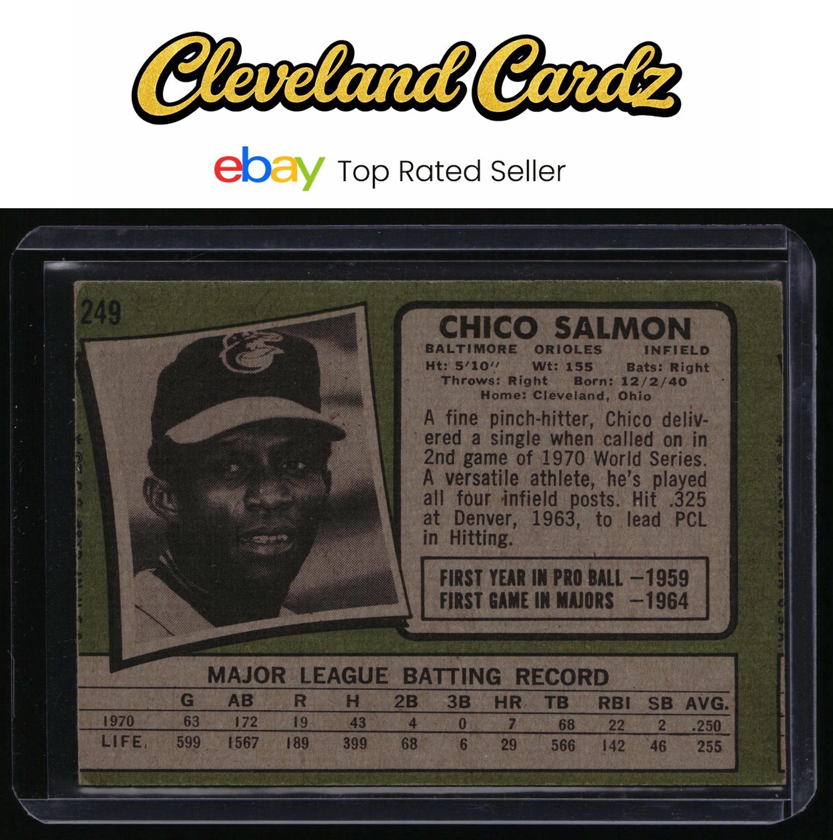 1971 Topps #249 Chico Salmon (Miscut)