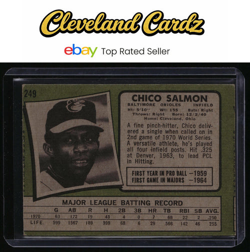 1971 Topps #249 Chico Salmon (Miscut)