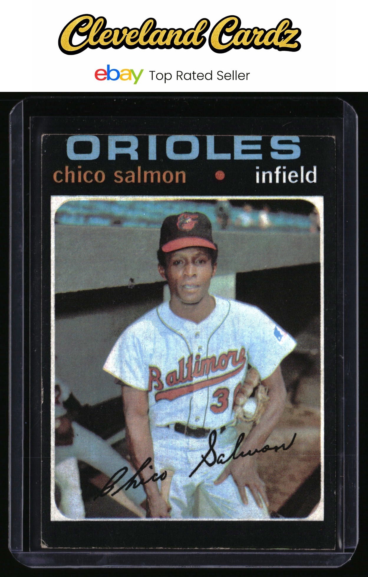 1971 Topps #249 Chico Salmon (Miscut)
