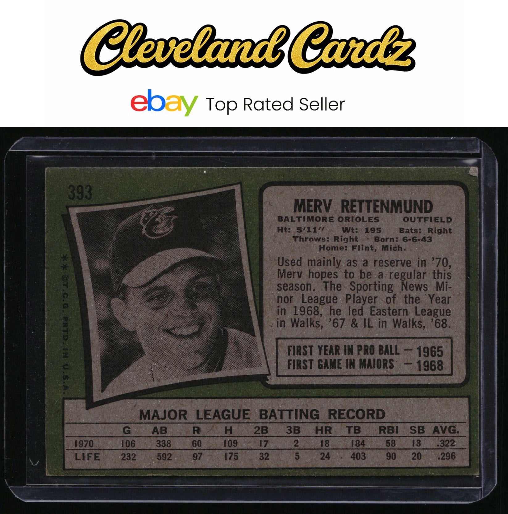 1971 Topps #393 Merv Rettenmund