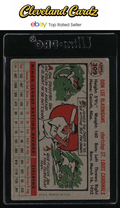 1956 Topps #309 Don Blasingame Rookie Card