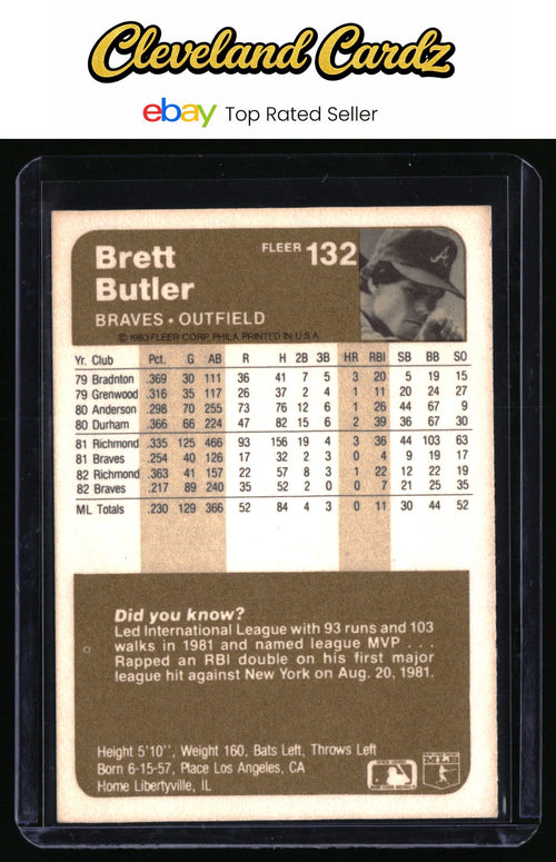 1983 Fleer #132 Brett Butler