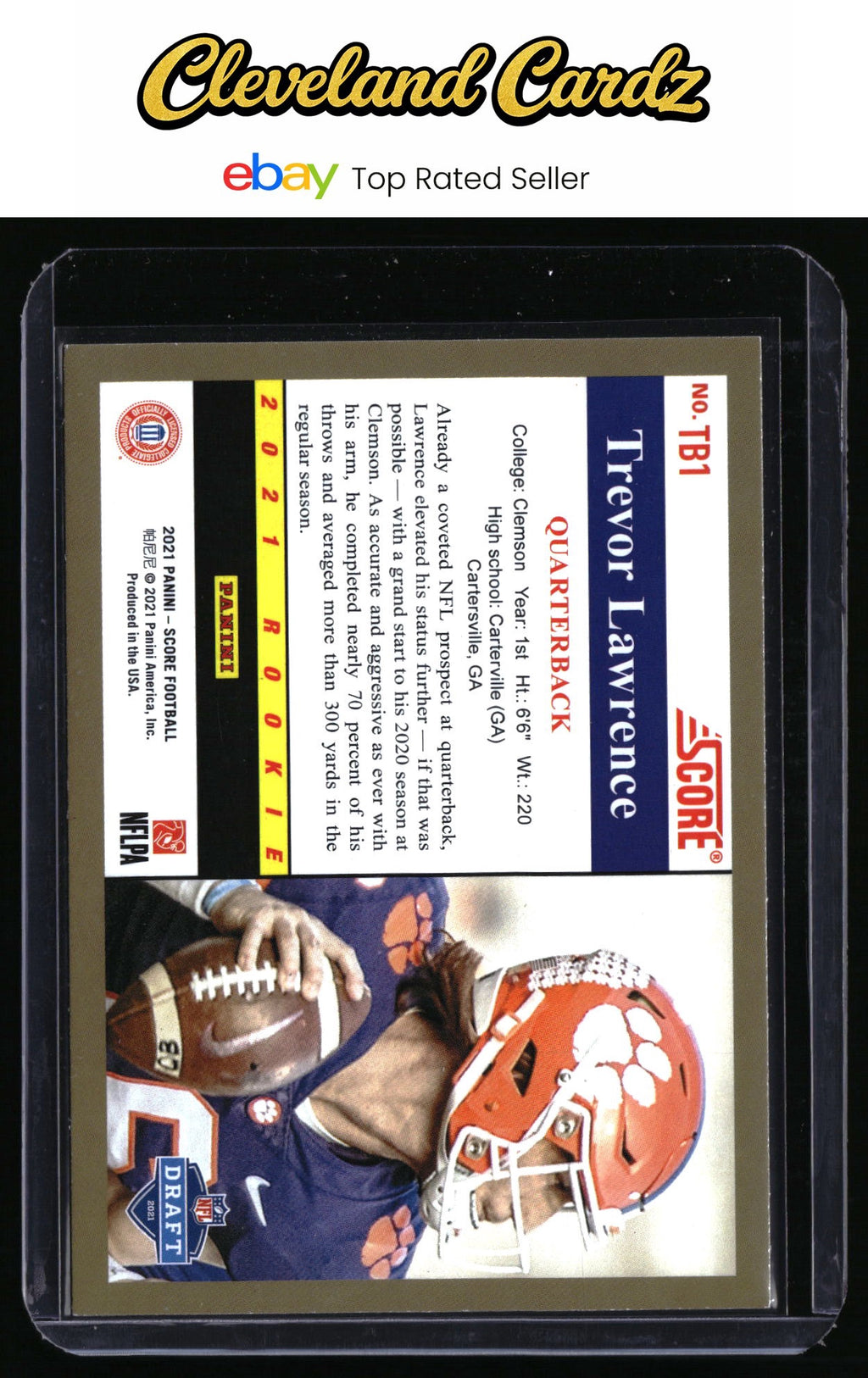 2021 Score #TB1 Trevor Lawrence 1991 Throwback Rookie Card