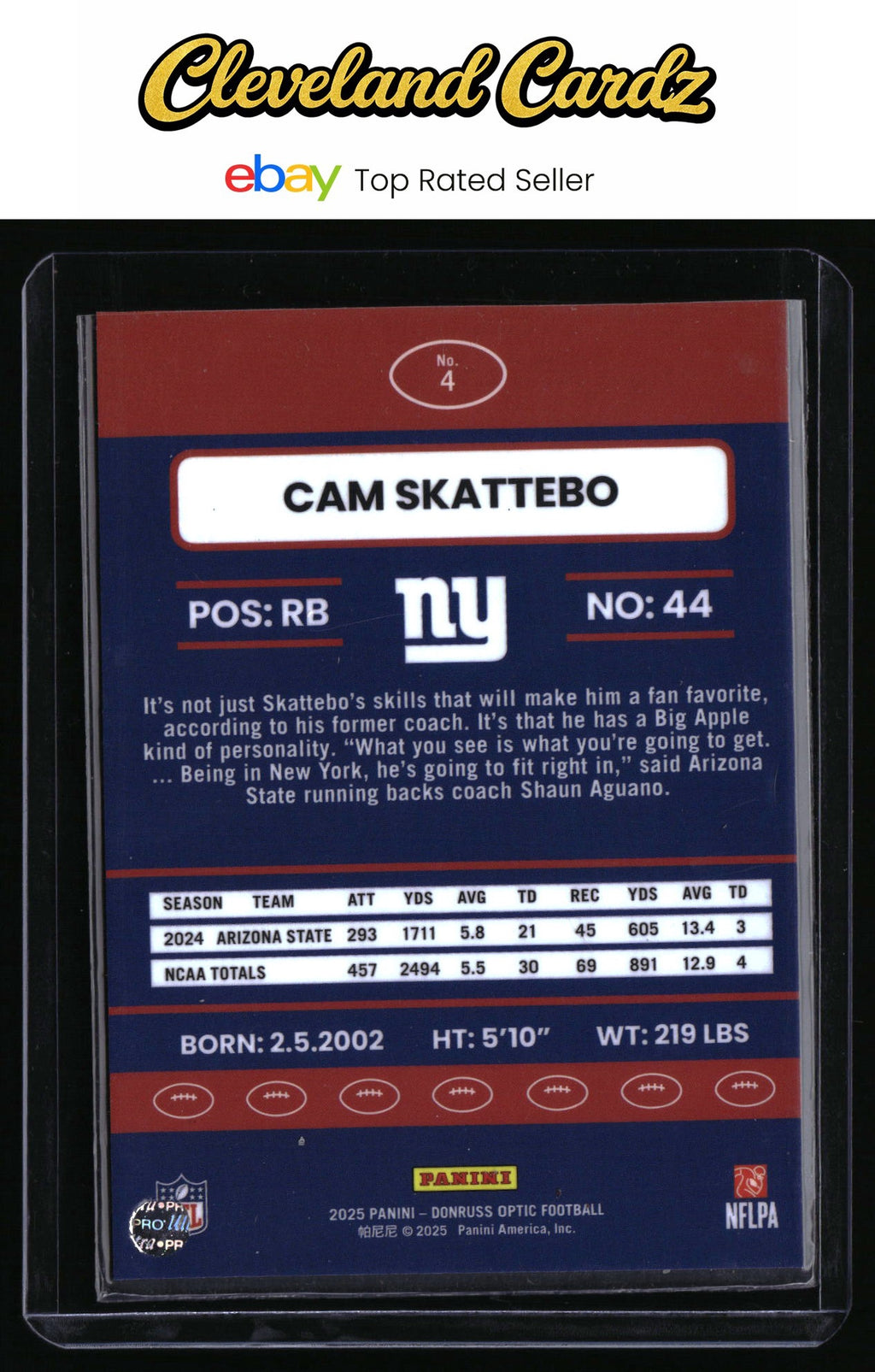 2025 Donruss Optic #4 Cam Skattebo 2015 Retro Rookie Card