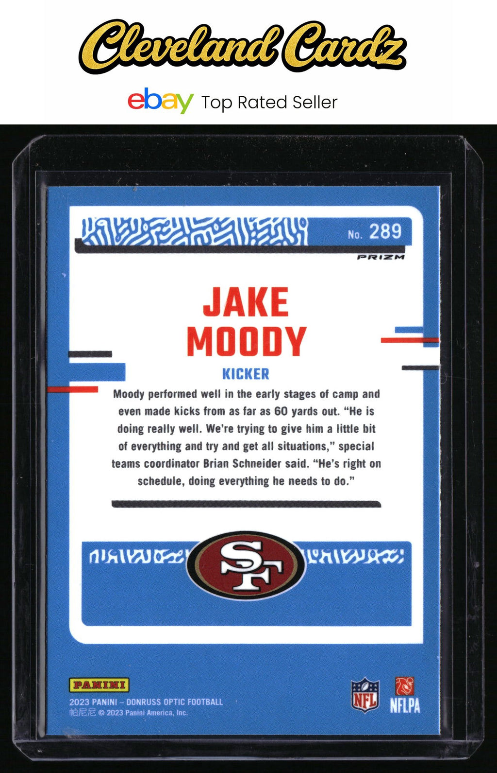 2023 Donruss Optic #289 Jake Moody Purple Shock RC