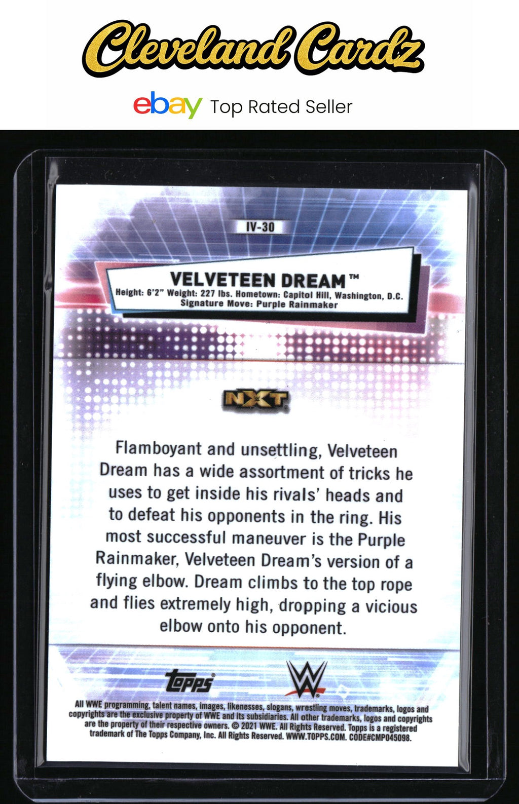 2021 Topps Chrome WWE #IV-30 Velveteen Dream Image Var. Green Refractors #/99