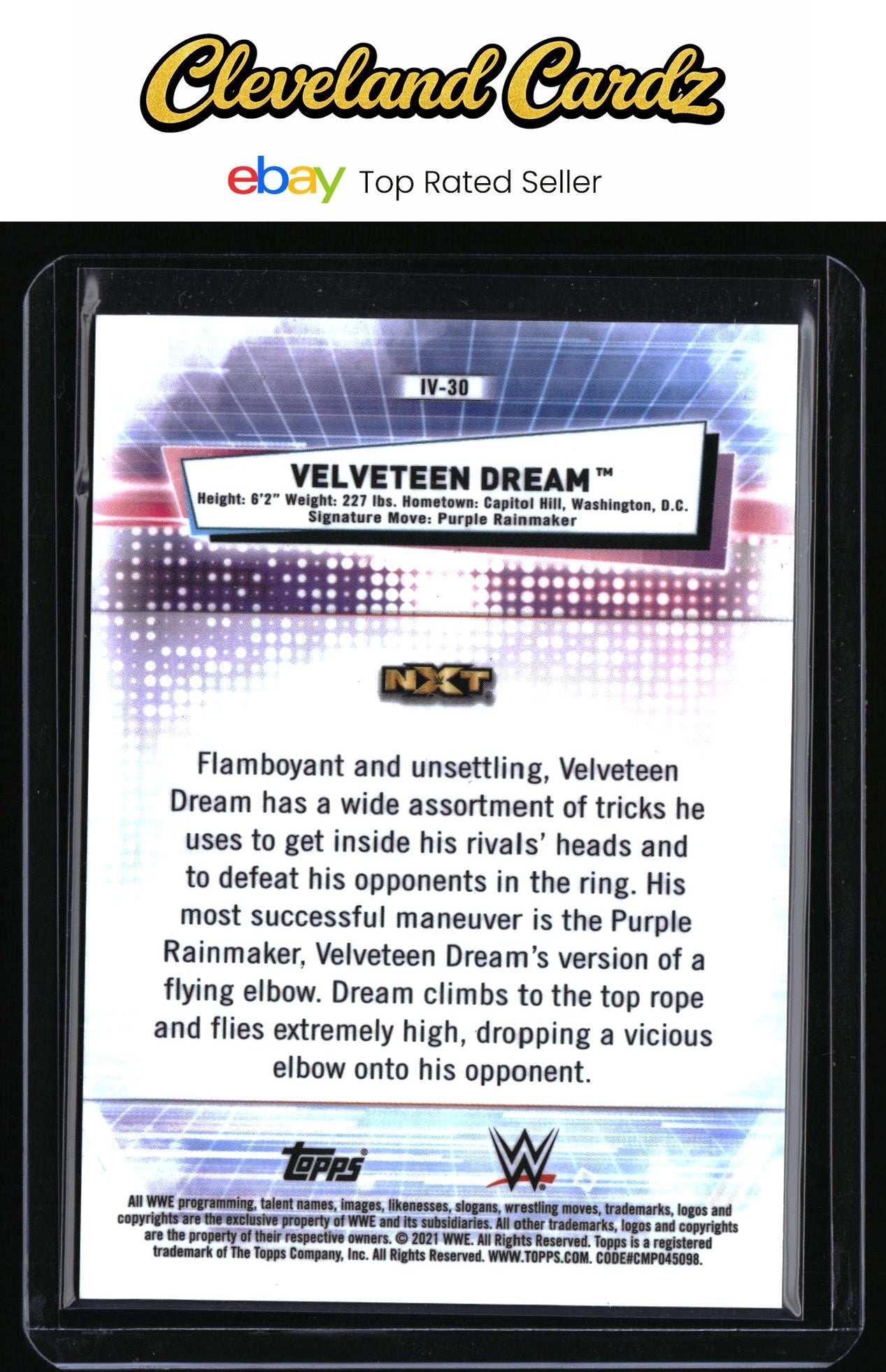 2021 Topps Chrome WWE #IV-30 Velveteen Dream Image Var. Green Refractors #/99