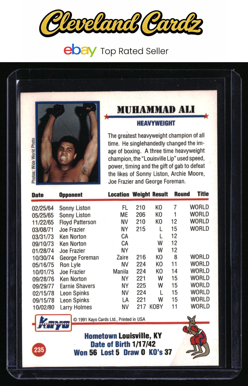 1991 Kayo #235 Muhammad Ali