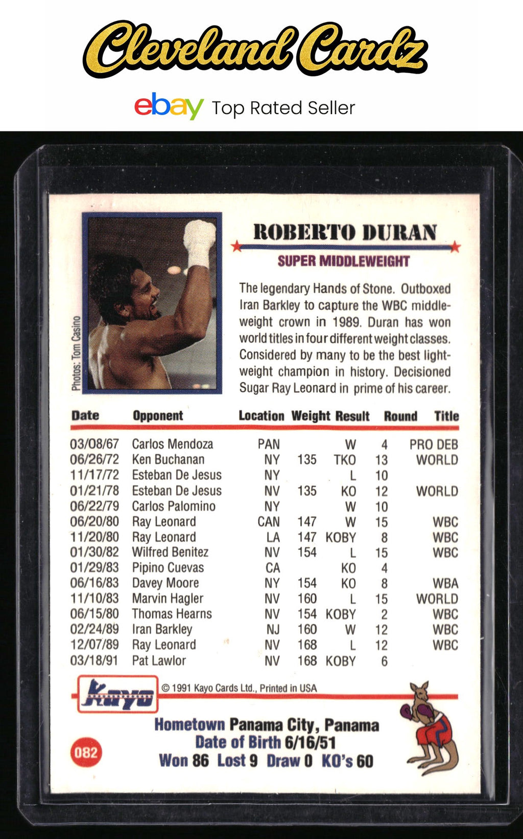 1991 Kayo #082 Roberto Duran