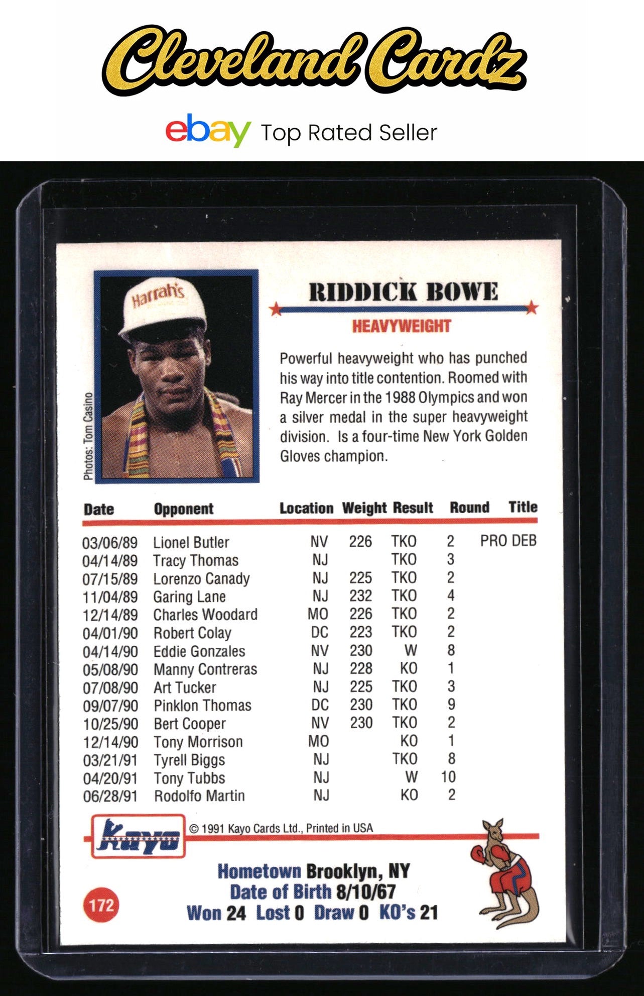 1991 Kayo #172b Riddick Bowe