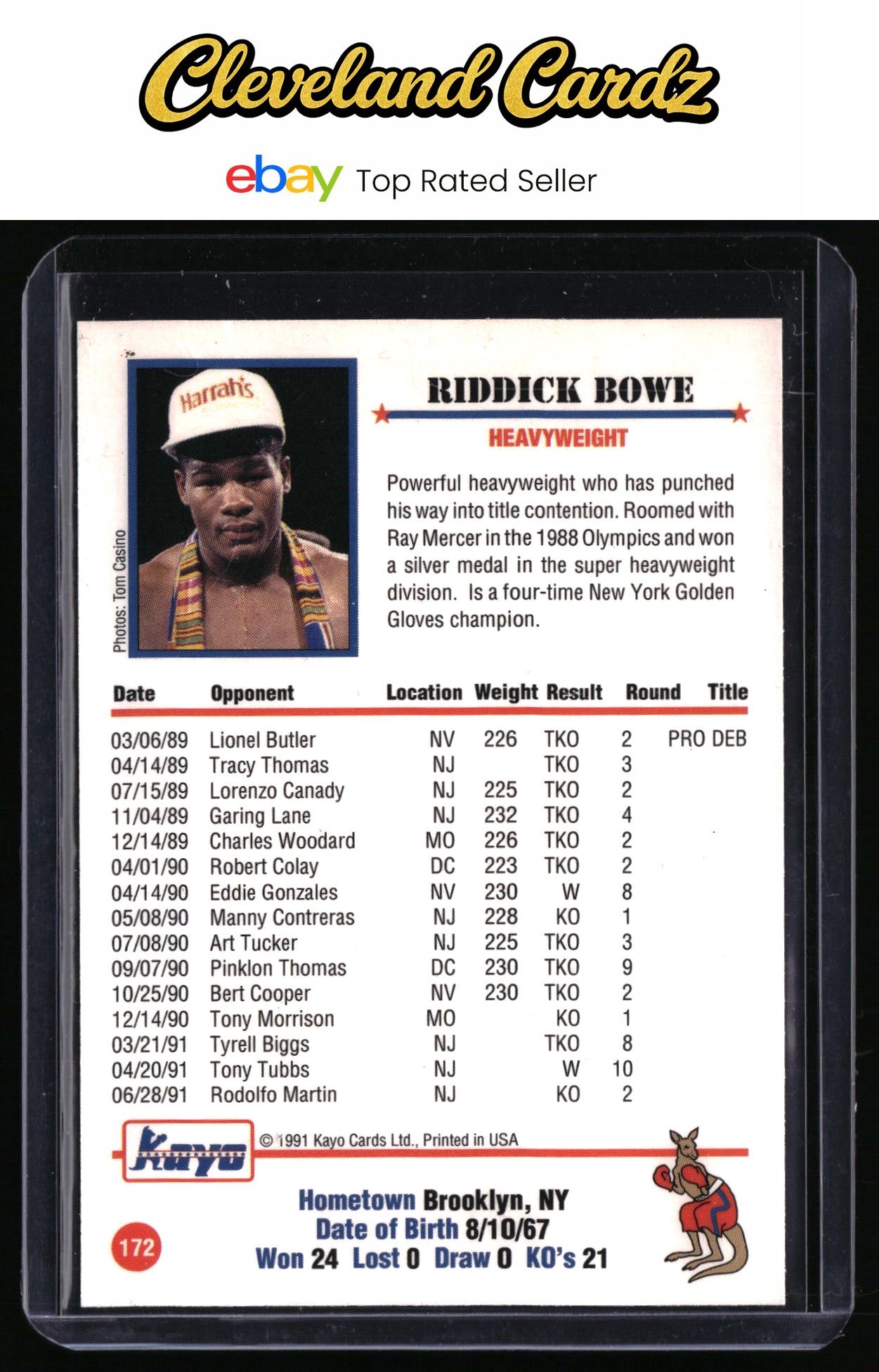 1991 Kayo #172b Riddick Bowe
