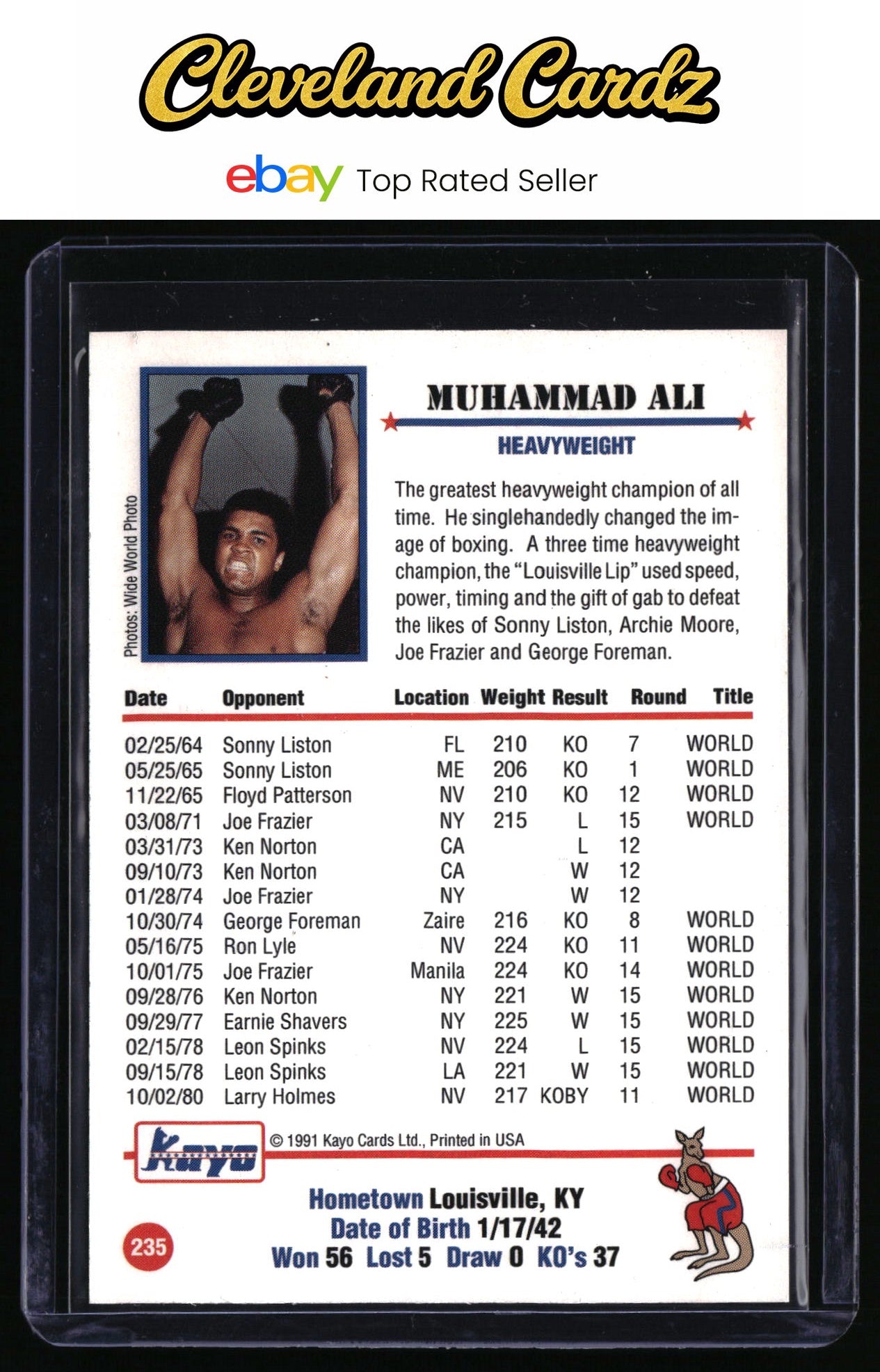 1991 Kayo #235 Muhammad Ali