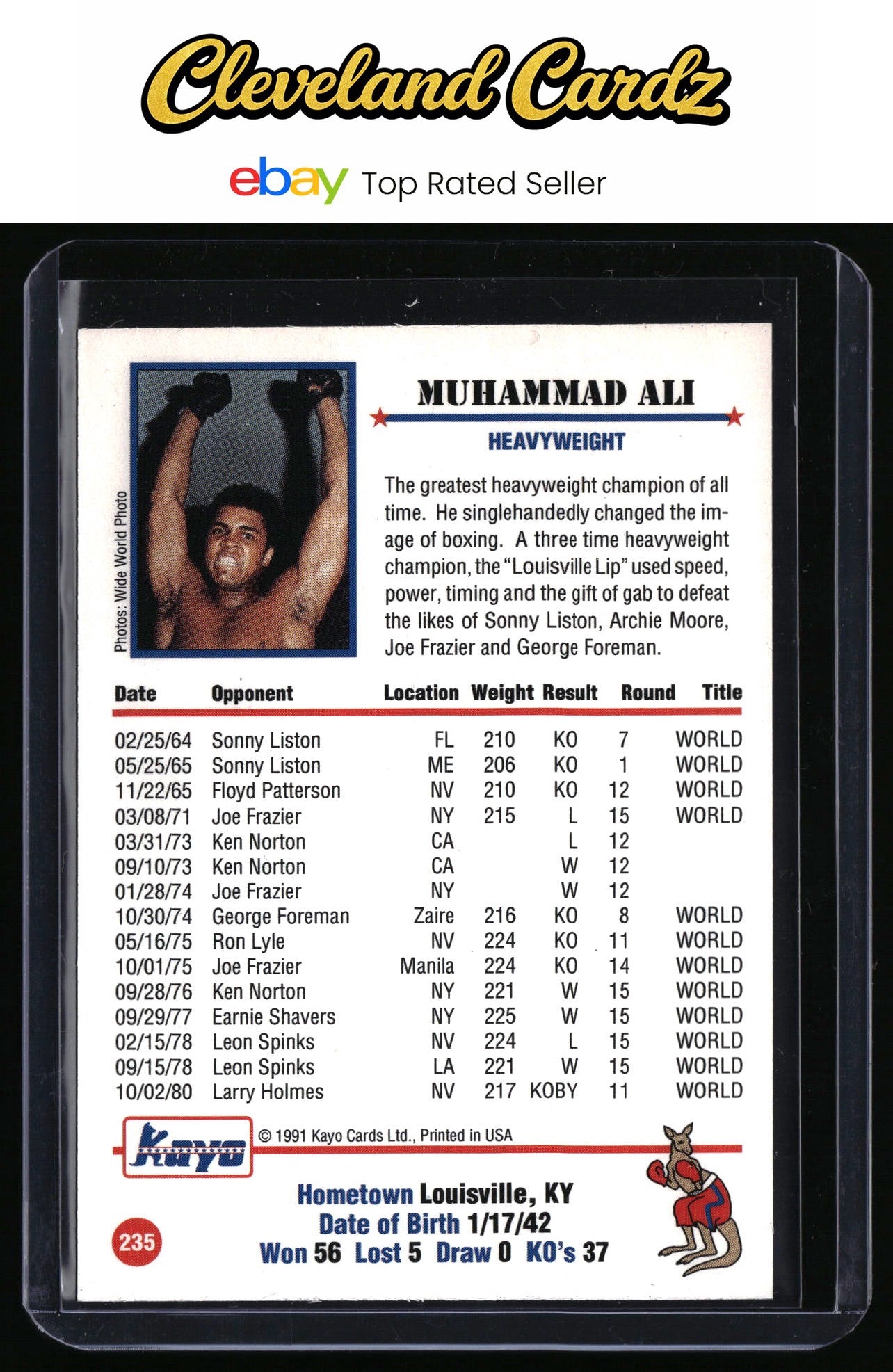 1991 Kayo #235 Muhammad Ali