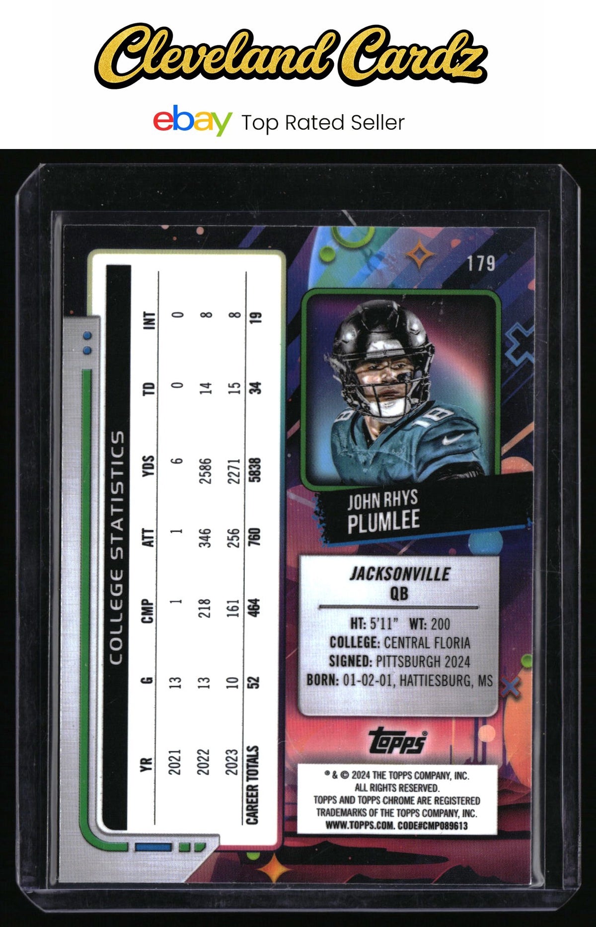 2024 Topps Chrome Cosmic #179 John RHYS Plumlee Blue Moon Refractor #/99