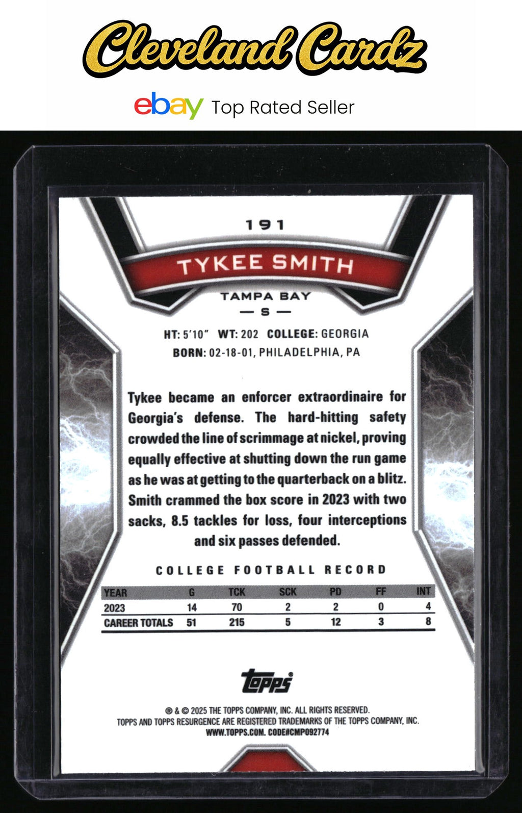 2024 Topps Resurgence #191 Tykee Smith Navy Surge #/275 RC