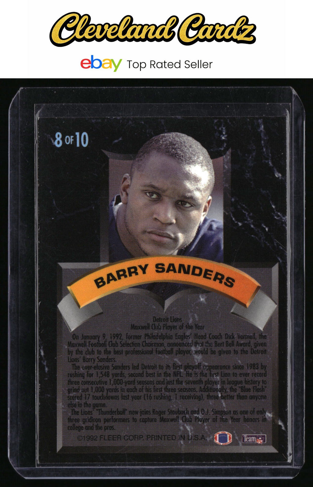 1992 Ultra #8 Barry Sanders Award Winners