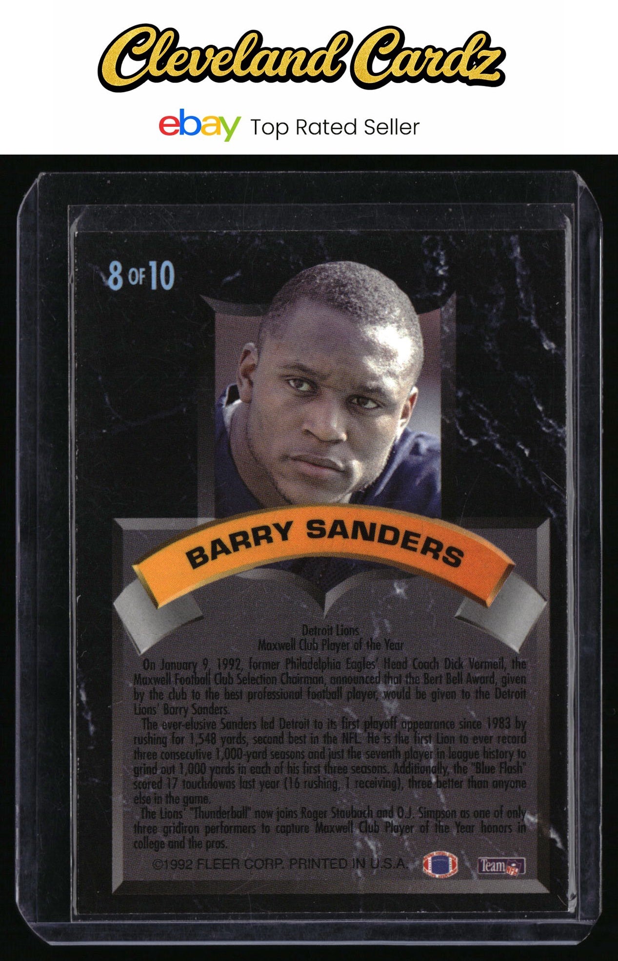 1992 Ultra #8 Barry Sanders Award Winners