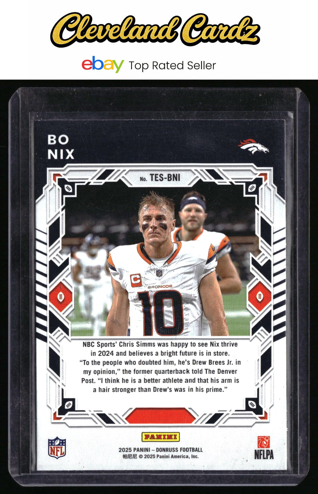 2025 Donruss #TES-BNI Bo Nix The Elite Series