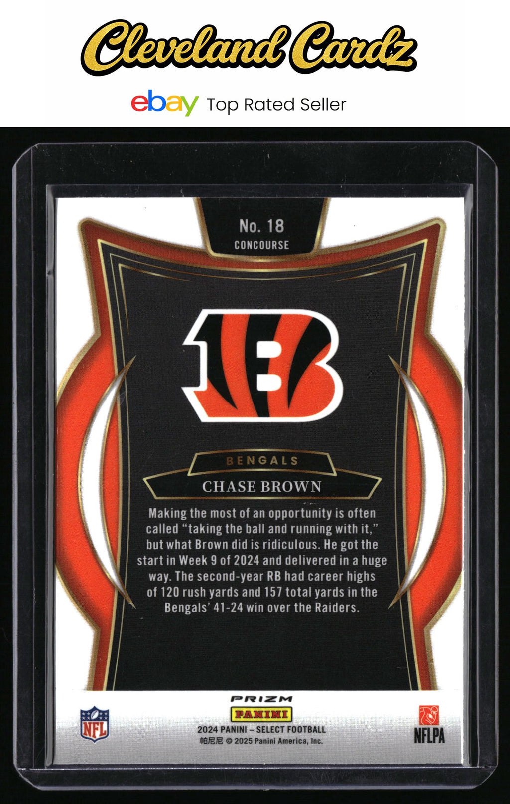 2024 Panini Select #18 Chase Brown Red & Blue Prizm Shock